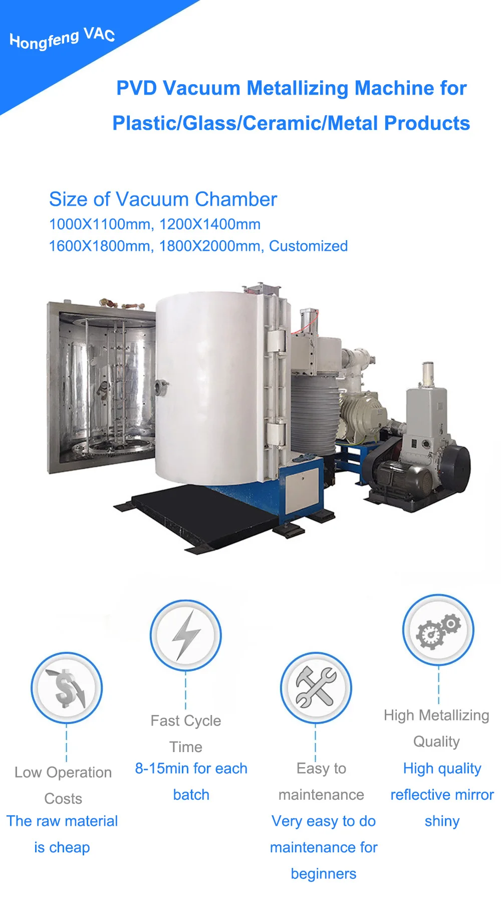 Abs Plastic Thermal Evaporator High Vacuum Metallization