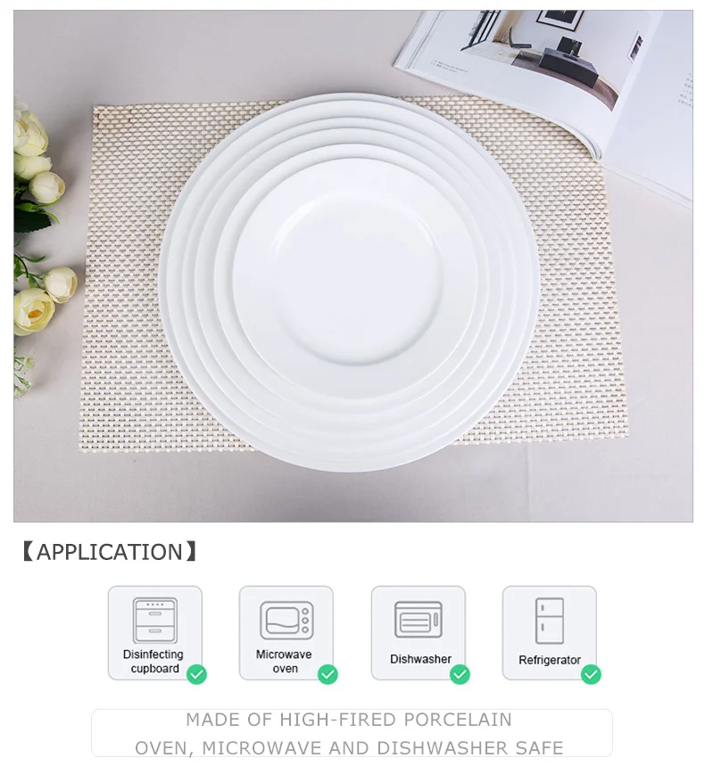Dinnerware Sets Hotel Banquet Cheap White Ceramic Porcelain Dinner Flat