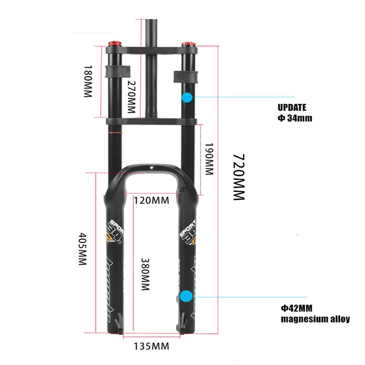 Himalo Fat Bike Forks Double Shoulder Front Fork Rebound Adjustment 26" 4.0" Air Fork Magnesium