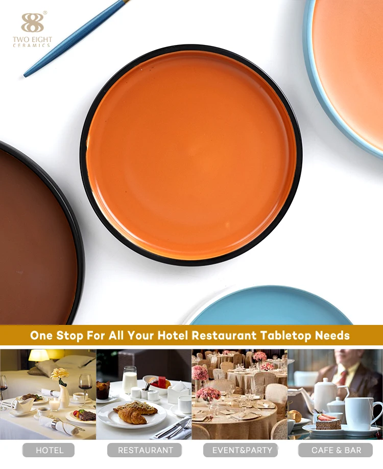 Wholesale 8/10 Inch Ceramic  Dinner Plate Set Ceramic, Restaurant Colorful Serving Dishes Sets, Custom Dinner Plate&