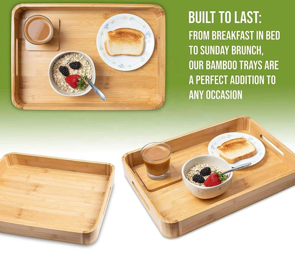 small wooden tray with handles