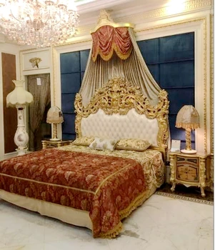 Luxury High End 24k Gold Super Big King Size Bedroom Furniture