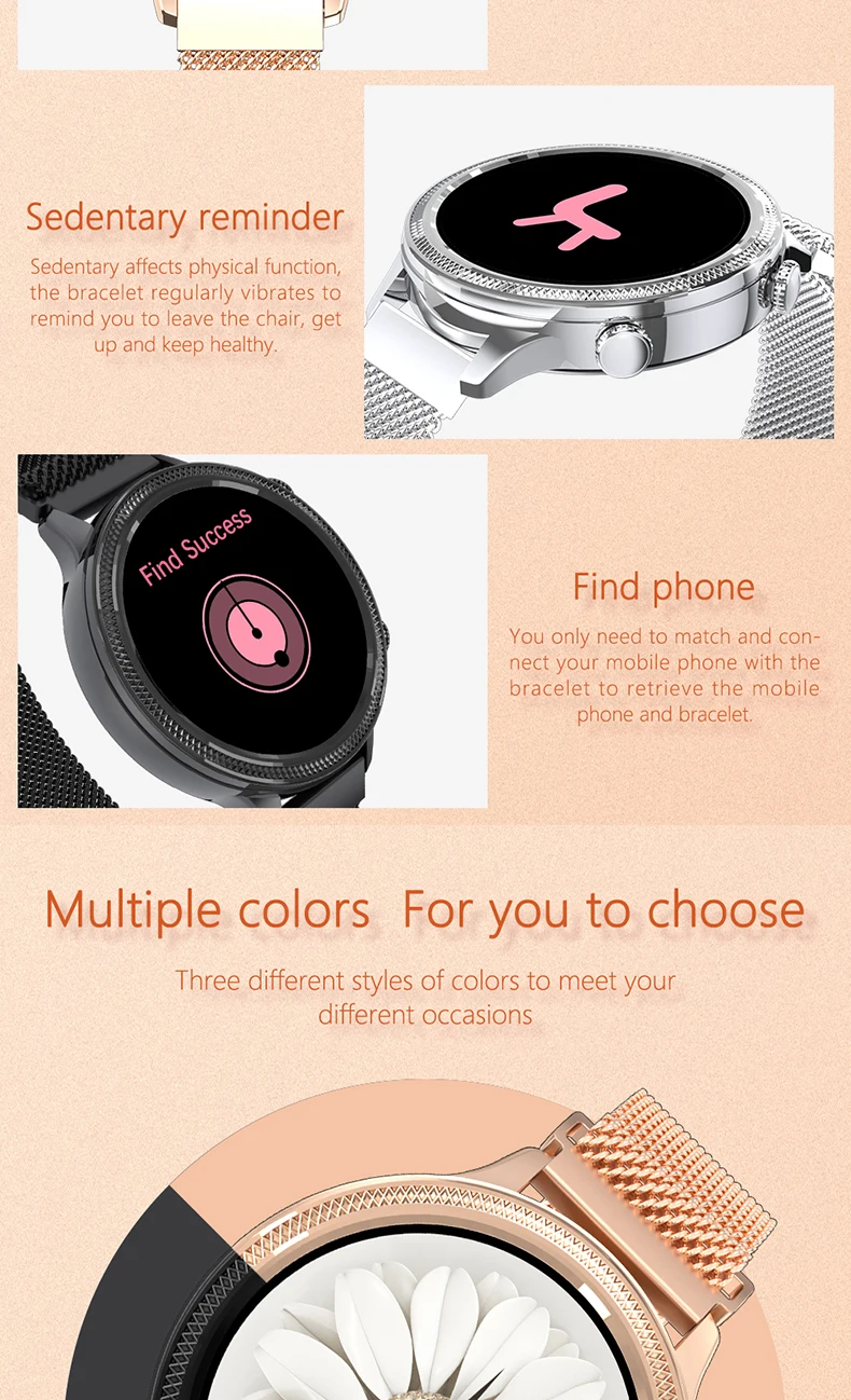 2020 Fashion Lady Smart Watch M3 Heart Rate Blood Pressure Oxygen Full Touch Waterproof Women Similar KW10 KW20 DT96 Smartwatch