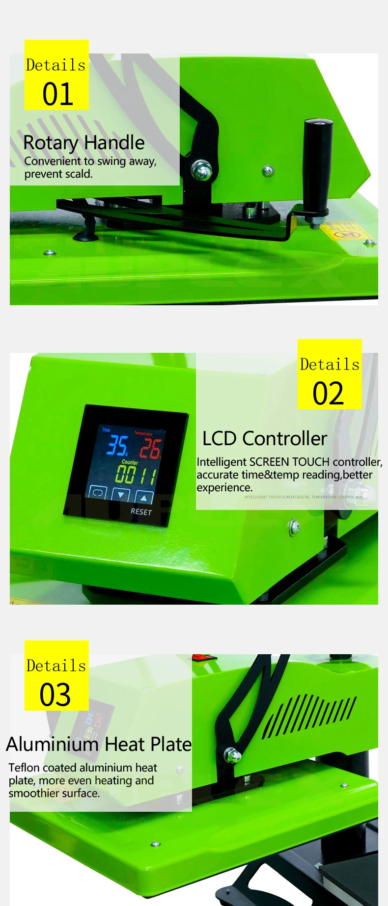 Interchangeable Heat Aluminum Heater Plate Platens Slide Out Swing Away