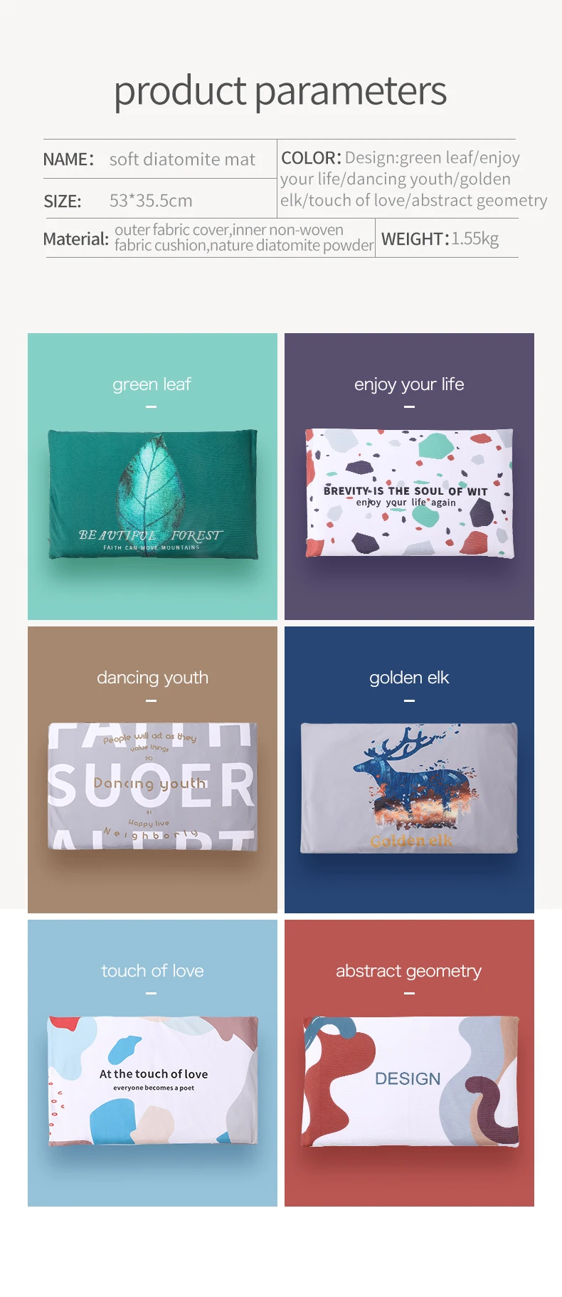 printed design cover anti-slip soft diatomite bath mats