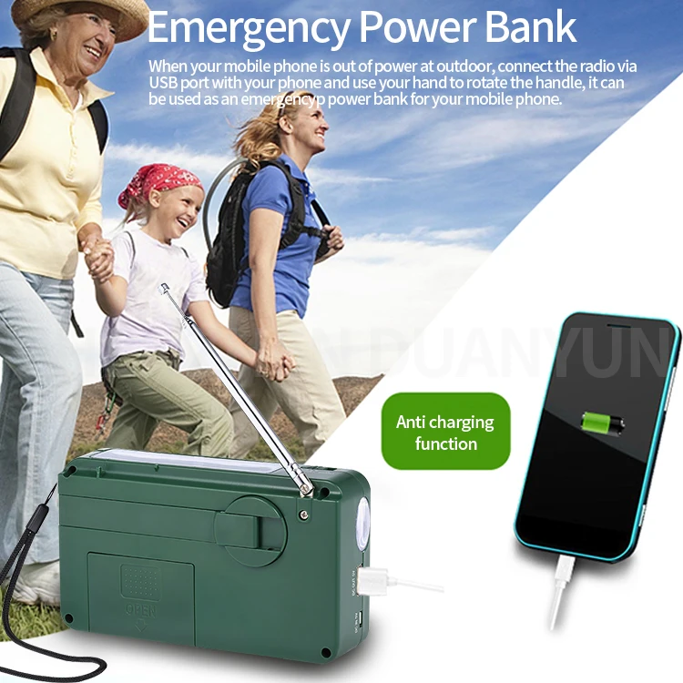 promotional outdoor led hand pressing flashlight crank dynamo solar radio with torch lighting emergency battery charger Iphone