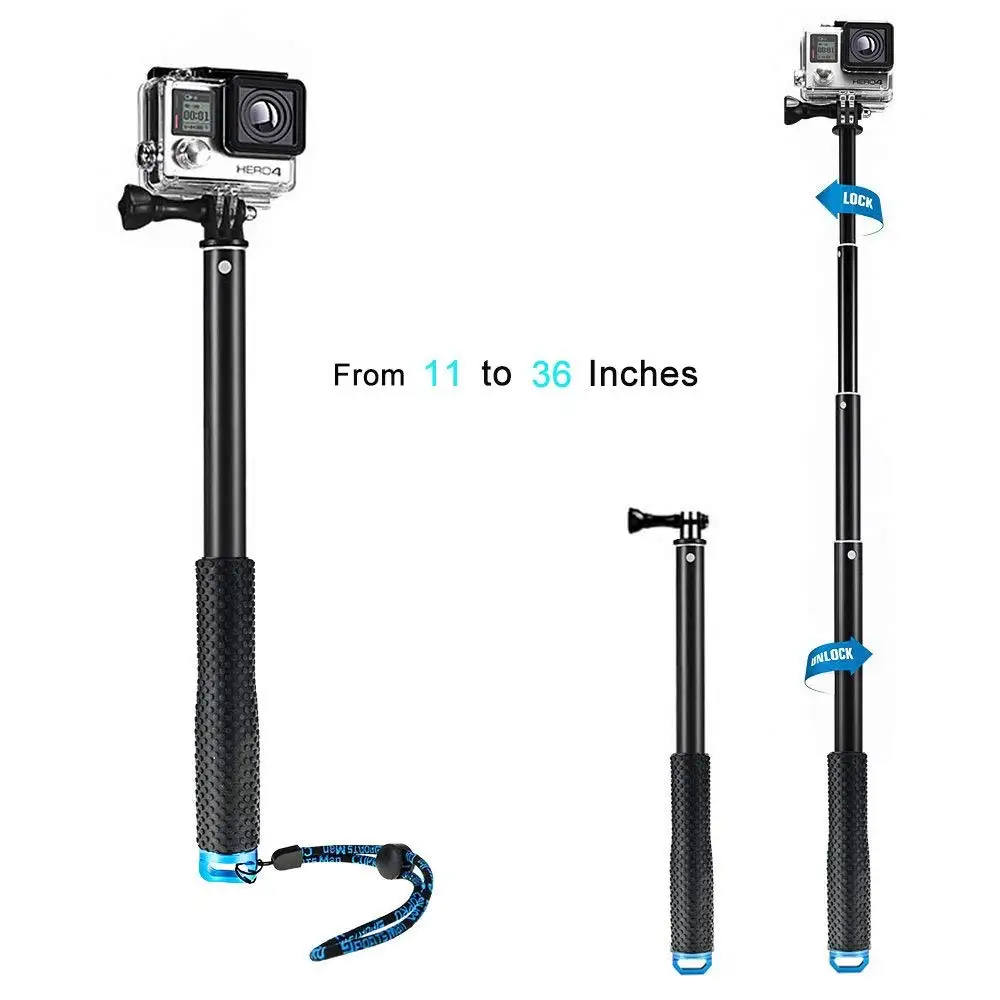 Waterproof Aluminium 19 Inch Selfie Stick Monopod For Go Pro 7 6 5 4 3