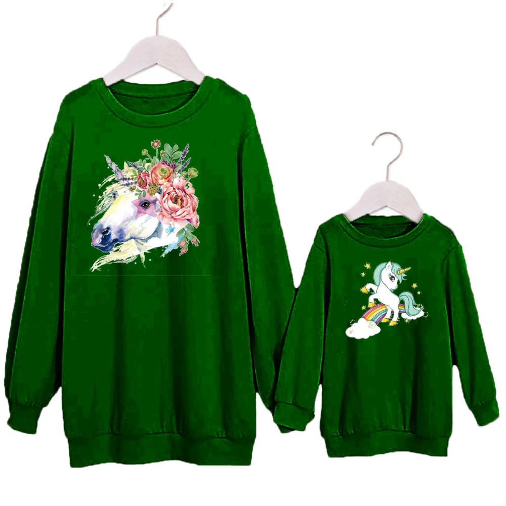 
Kids Fall Clothing Mommy and Me Pullover Hoodies Children Clothing Unicorn Plain sweatshirt 