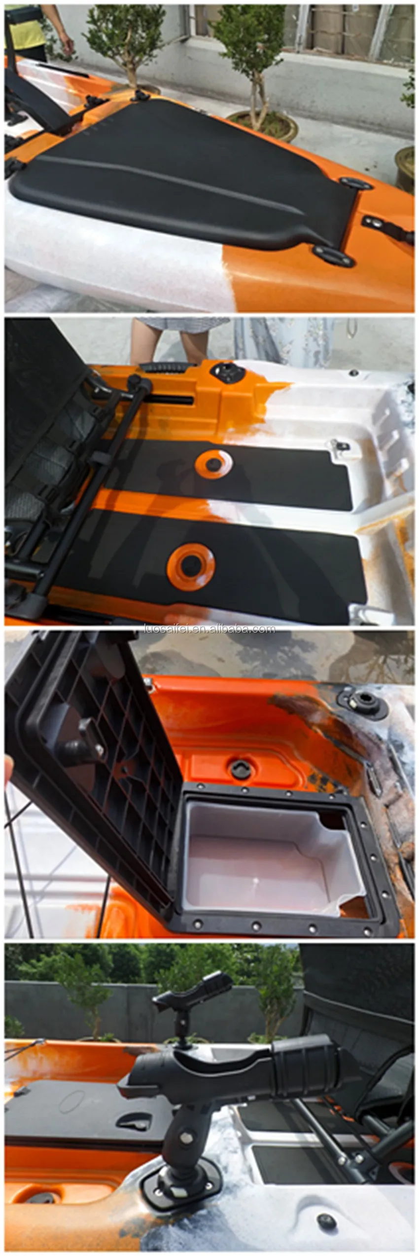 13ft Plastic Sit On Top Free Hands Foot Pedal Drive Fishing Kayak With