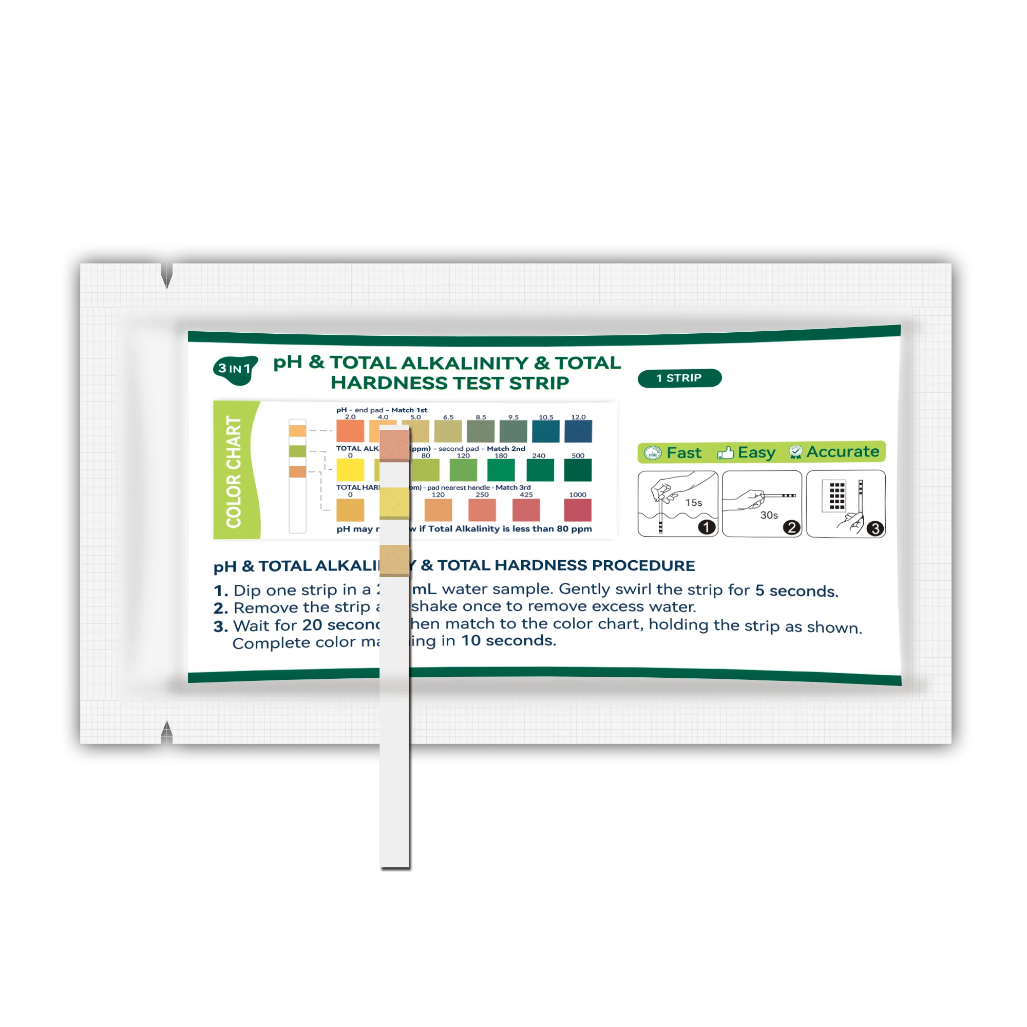 3 In 1 Ph,Total Alkalinity,Hardness,Aquarium Swimming Pool Test Strips