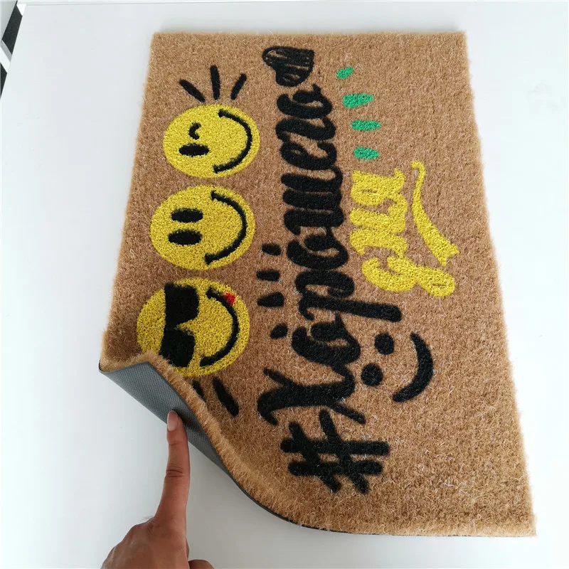 half moon rubber backed coco coir fiber floor mat
