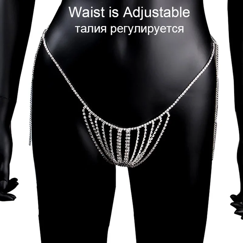 Rhinestone Sexy Belly Waist Body Chain Belt Bikini Thong For Women Luxury Crystal Thigh Chain