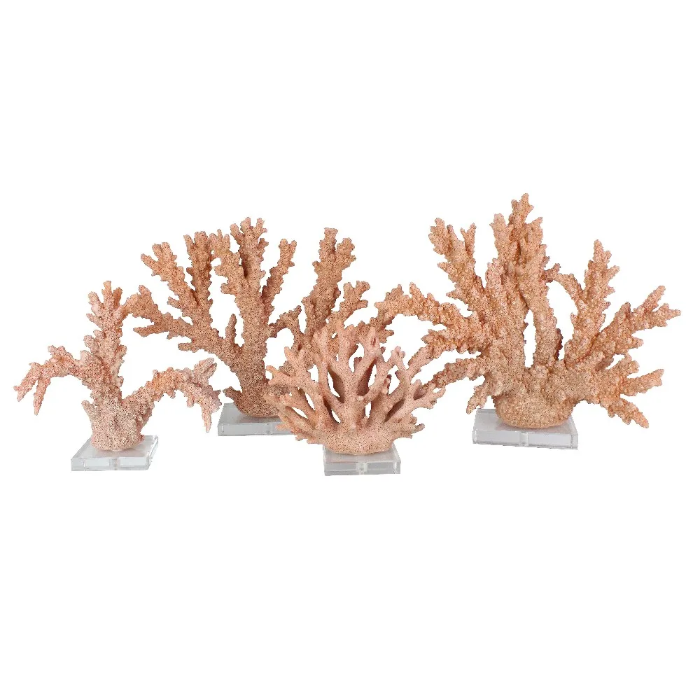 Fake Resin Flocking Aquarium Coral Fleece Sculpture with Acrylic Base Home Decor supplier