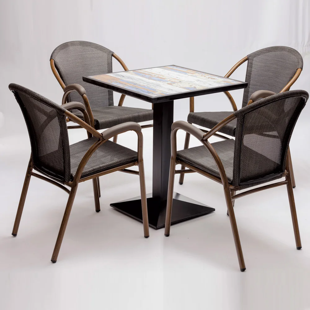 Outdoor garden bar Cafe restaurant dining table and tex-tilene fabric chair set