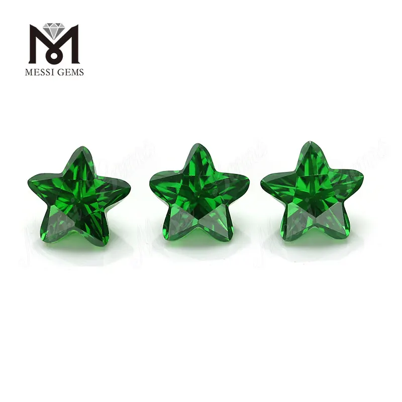 Grüne farbe stern form kubische zirkonia steine ​​3 * 3-12 * 12mm cz für Schmuckherstellung