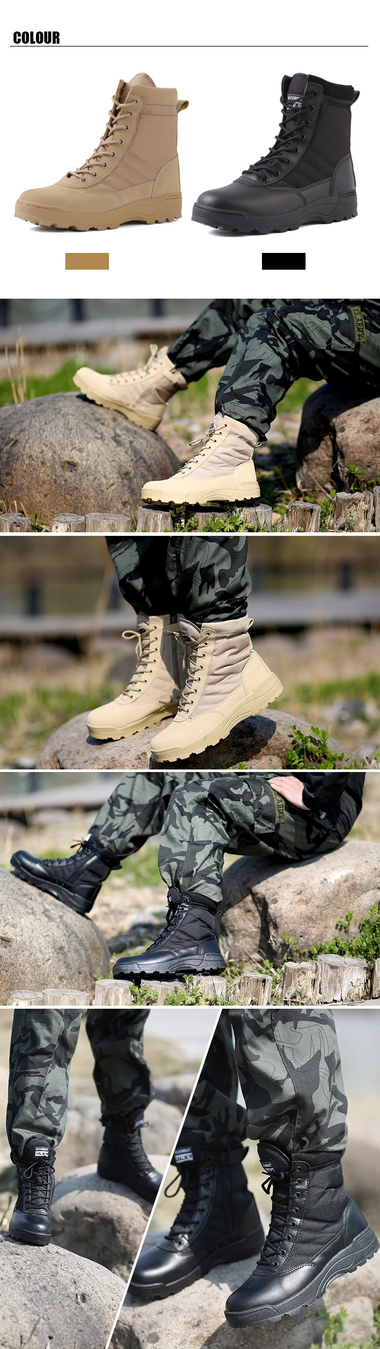 China Hot Sale Beige Military Desert Boots Cheap Price Ankle Police