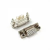 DB15 connector VGA female / male with fixed feet with screws / rivet harpoon 3 rows of 15 needles white plastic