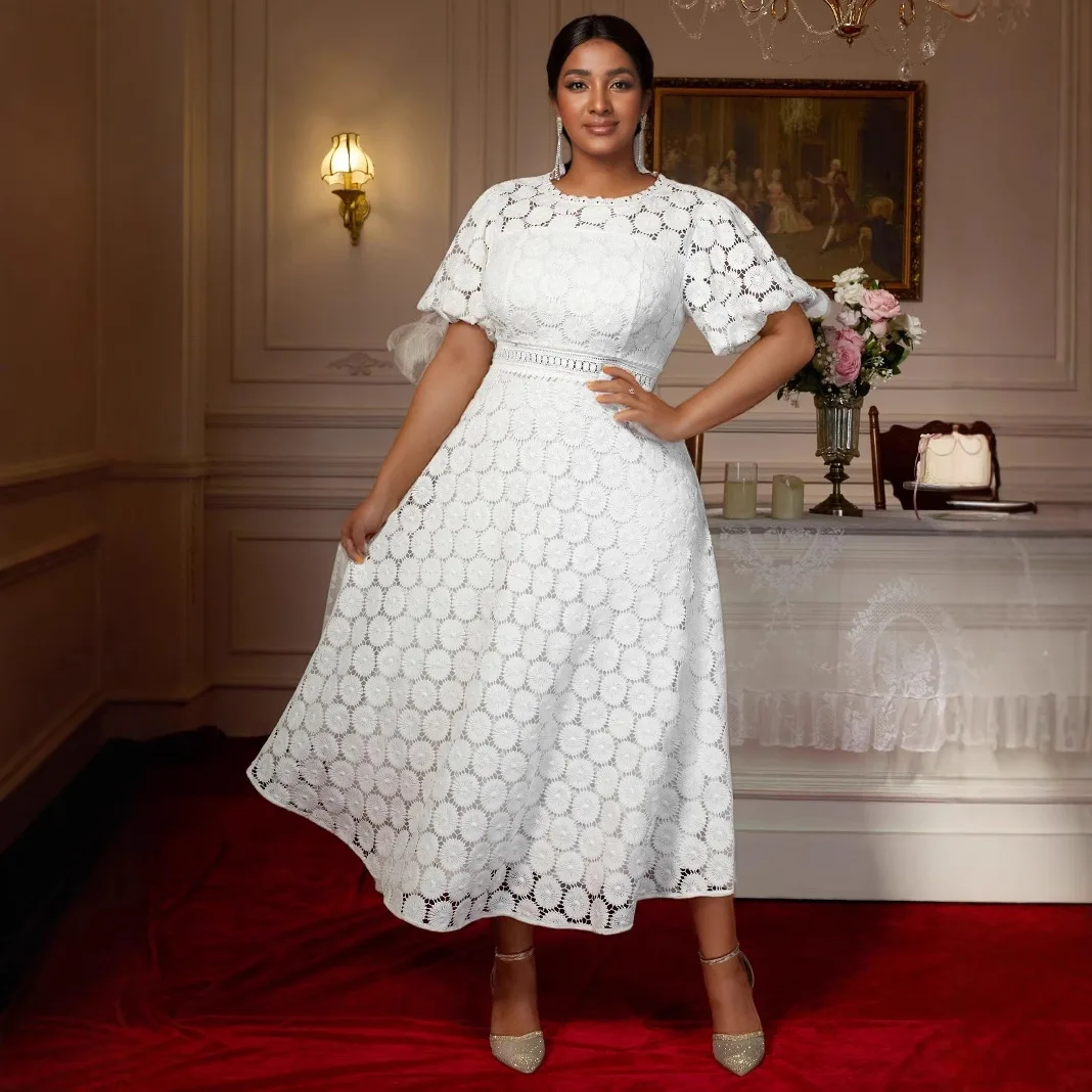 white lace dress plus size Kiyonna Plus Size Clarissa Lace Wedding Gown