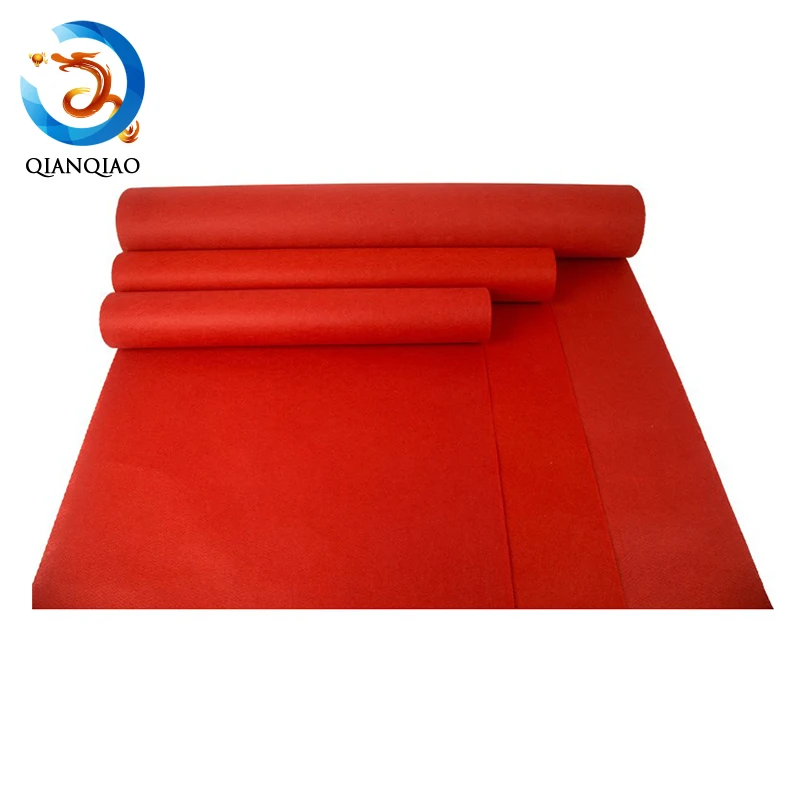 Red color felt rugs fabric bright red exhibition carpet roll