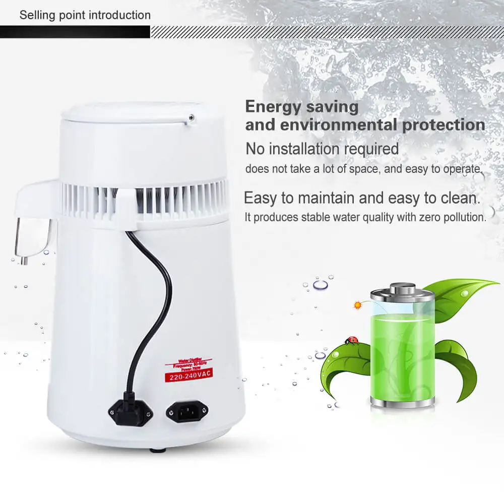 Home Water Distiller Portable Carbon Filter Stainless Steel Inside Water Distiller With Plastic