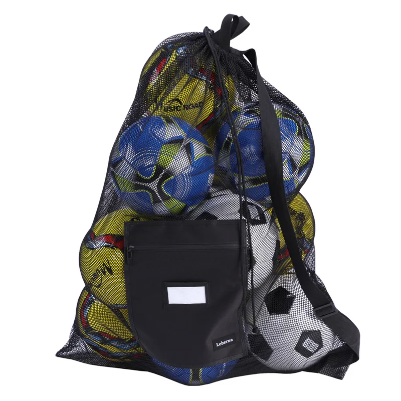Extra Large Sport Drawstring Mesh Ball Bag Football Training Storage Bag Black L 