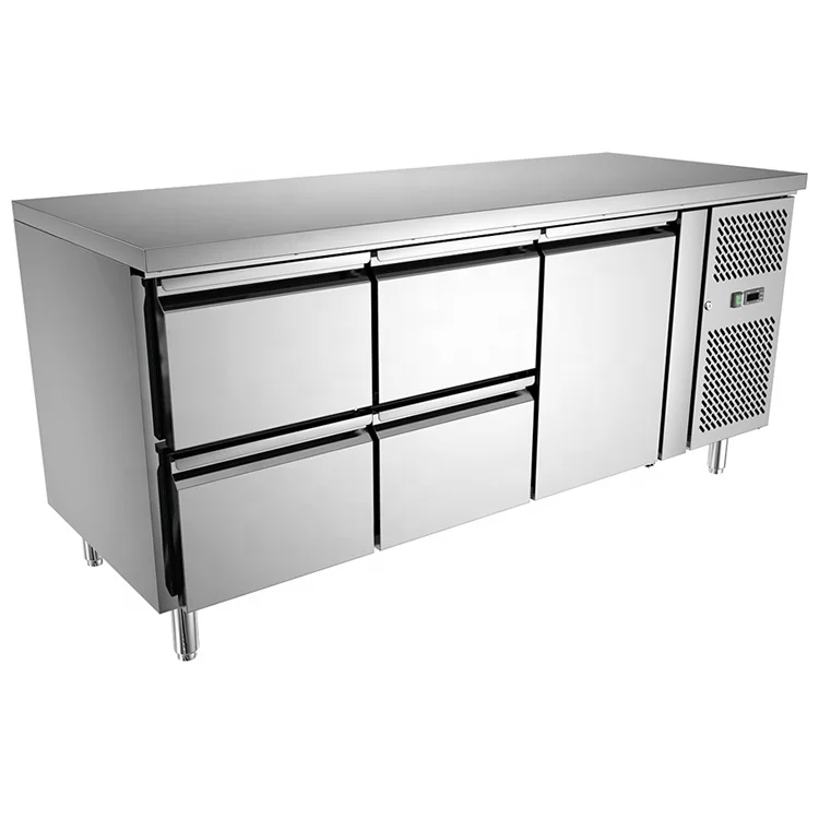 
Restaurant Commercial Pizza Work Table Refrigerator Full 304 Stainless steel Counter Chiller With Drawers 