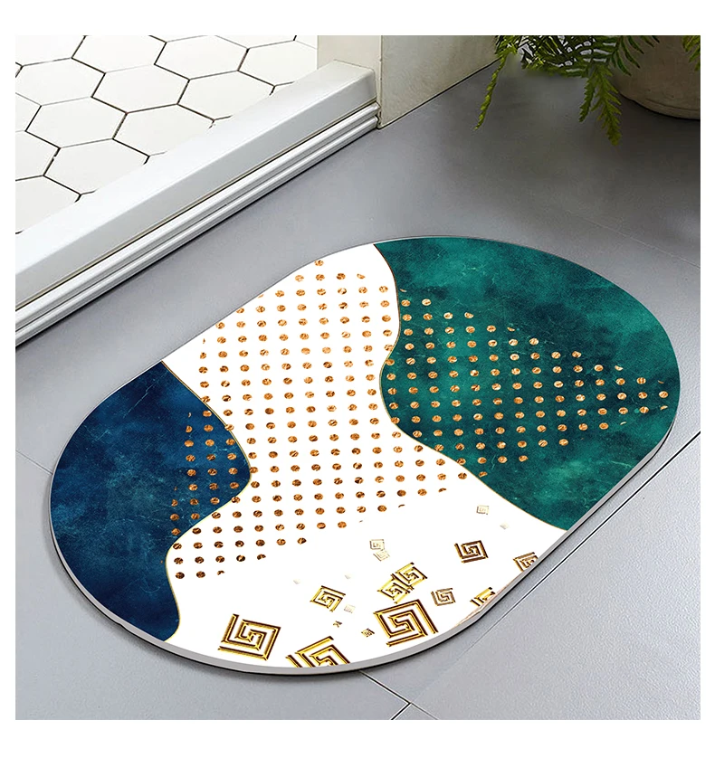 custom carved shape diatomite mud pad bathroom non-slip bath mat