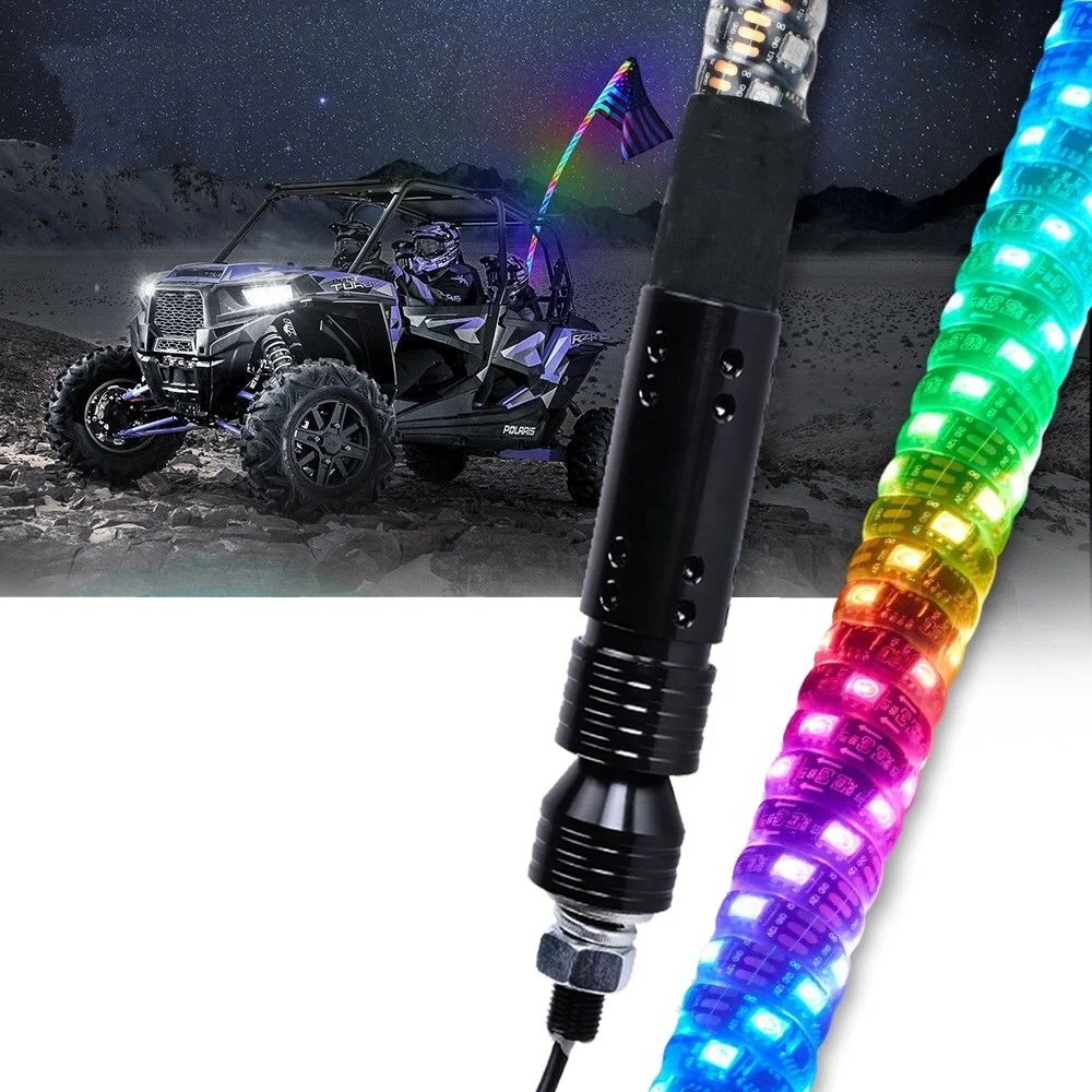 Flag LED Pole  2ft to 6ft led whip lights for ATV/UTV/Polaris/RZR Offroad/Mining