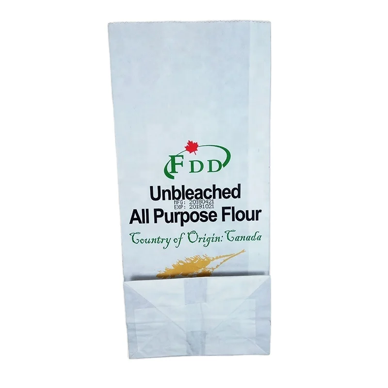 Potato Flour Paper Bag Customize Sizes Printing 5kg 10kg 20kg Potato Wheat Flour Kraft Paper