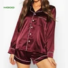 /product-detail/mgoo-custom-wine-color-satin-long-sleeve-soft-women-pajama-short-set-sleepwear-62398197942.html