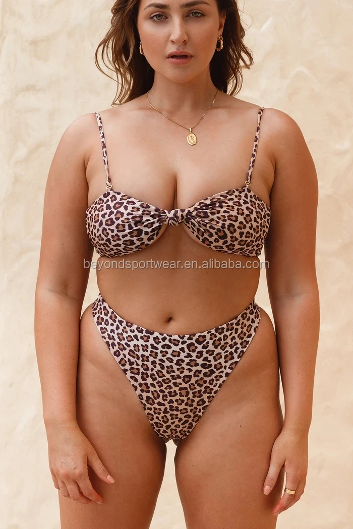 Oem Swimwear Manufacturer Custom Leopard Printed Plus Size Bikini