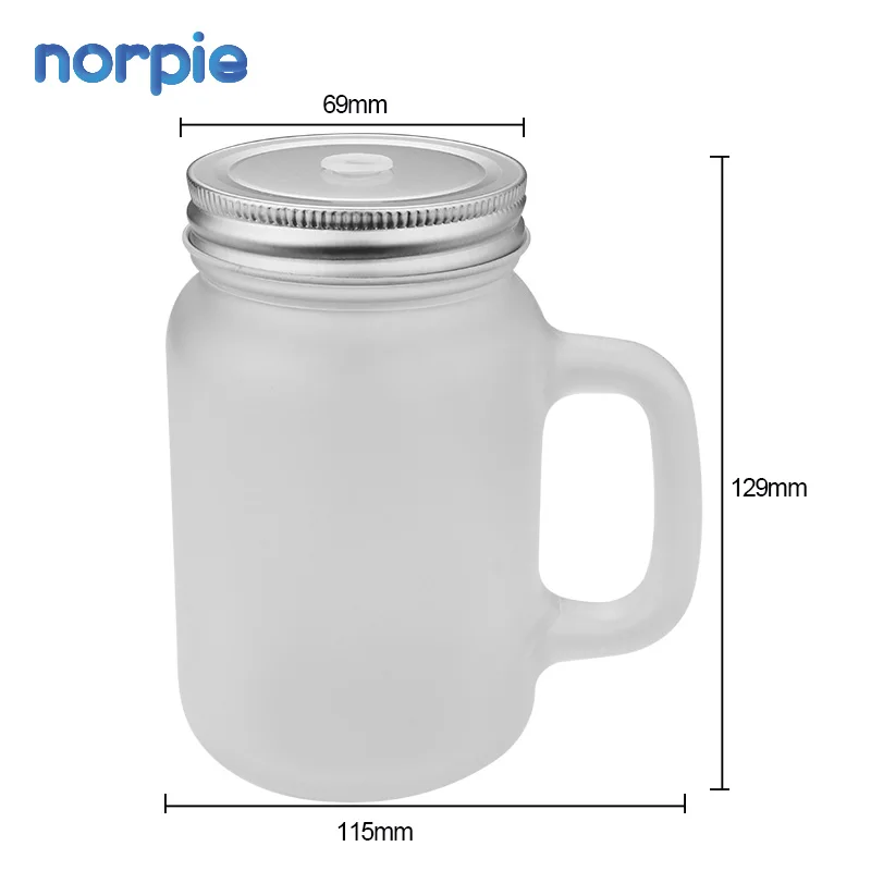 Best Selling Sublimation 12 Oz Frosted Glass Mason Jar With Handle And