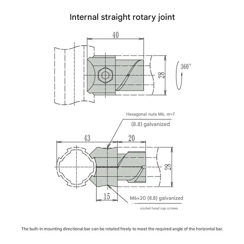 product internal straight rotary joint third generation lean pipe 28mm aluminum alloy wire rod joint aluminum pipe connector-14
