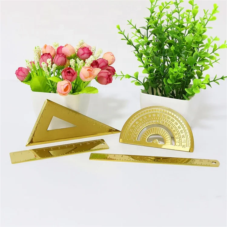 Gold office accessories decorative 12cm stainless steel ruler 	gold plated ruler gold desk decor  MP-66