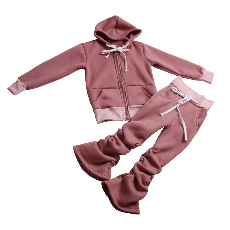 Kids High Quality Boys Pullover Sweatsuit Kids Children Matching Plain
