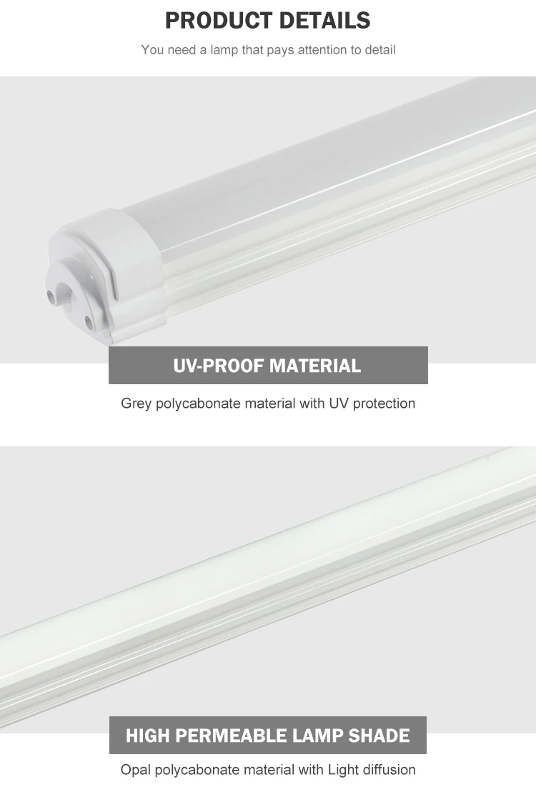Energy Conservation Dimming 4ft 8ft 36w 60w smd waterproor ip65 Led Recessed Linear Lamp