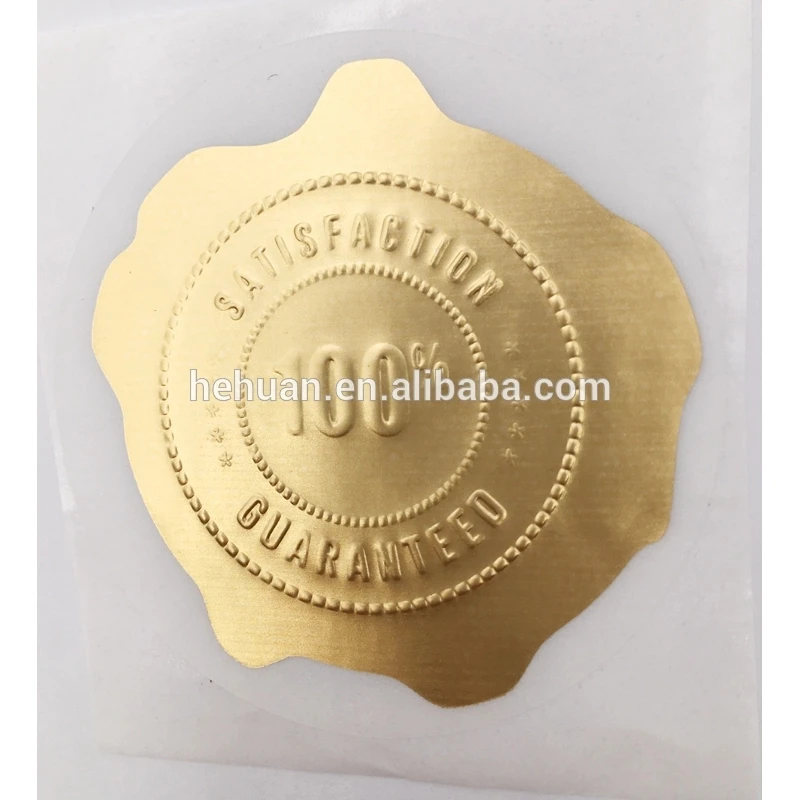 Metallic Paper Sticker Gold Foil Custom Logo Embossing Label Sticker