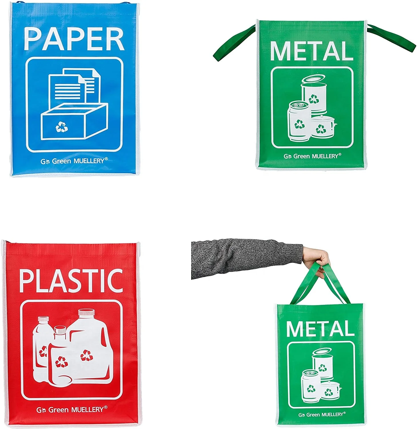 Recycle Garbage Trash Sorting Bins Organizer Pp Woven Waterproof Separate Recycling Waste Bin