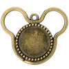 10pcs 18mm Mouse ancient bronze Blank Pendants Cabochon Settings Cameo Base For Necklace Jewelry Making wholesale