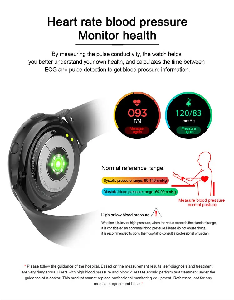 Blood pressure monitoring watch Q16 smart android phone call smart watch fitness tracker