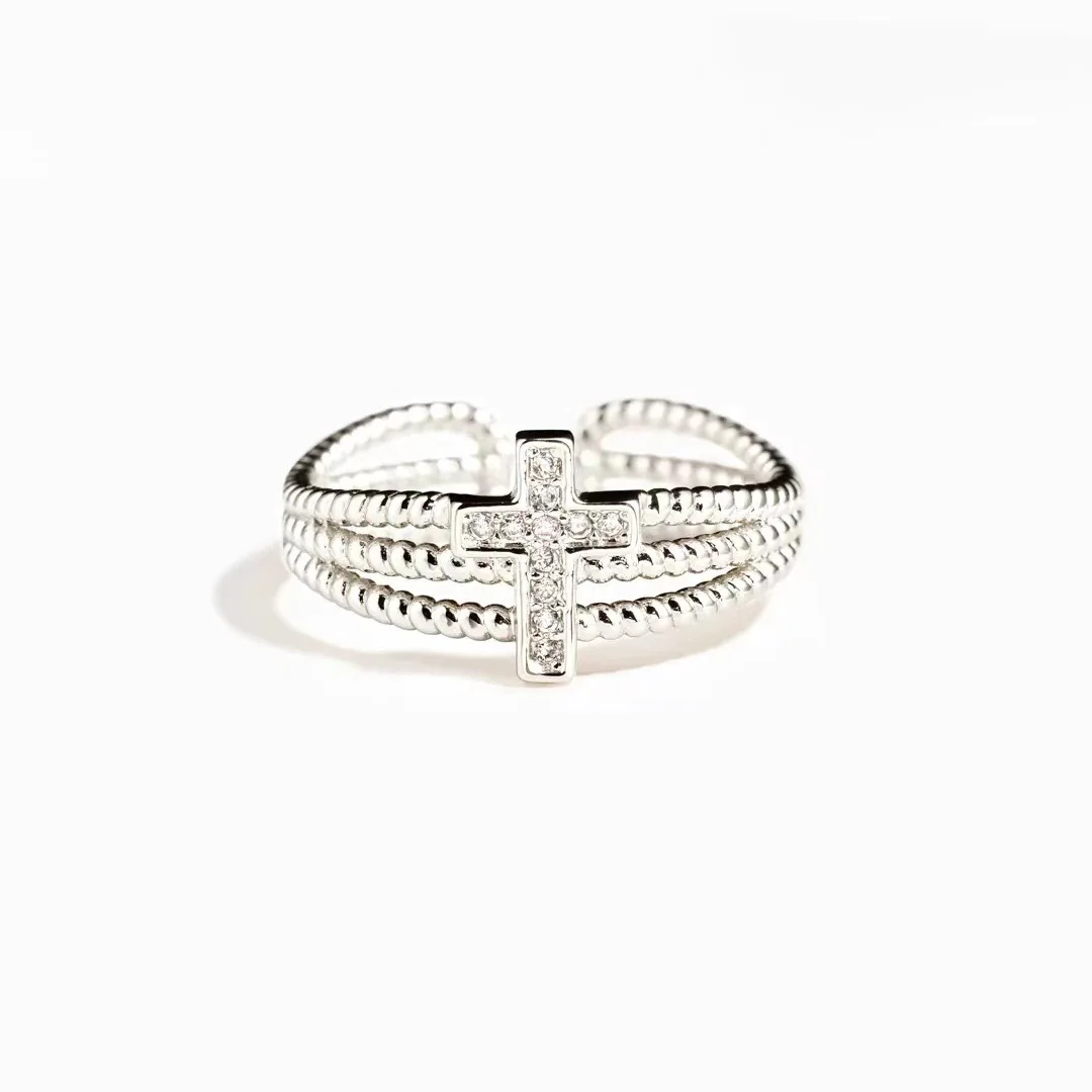 Hot Selling S925 Sterling Silver Three-Layer Adjustable Ring Simple Fashion for Women's Fine Jewelry