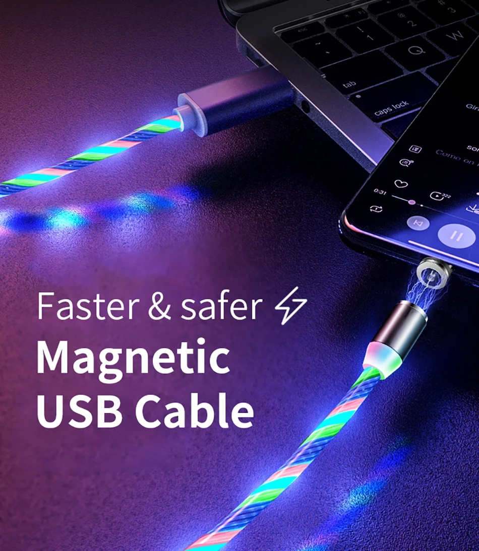 Strong magnetic magnetic head data cable 3-in-1 optical fiber charging cable - ANKUX.COM