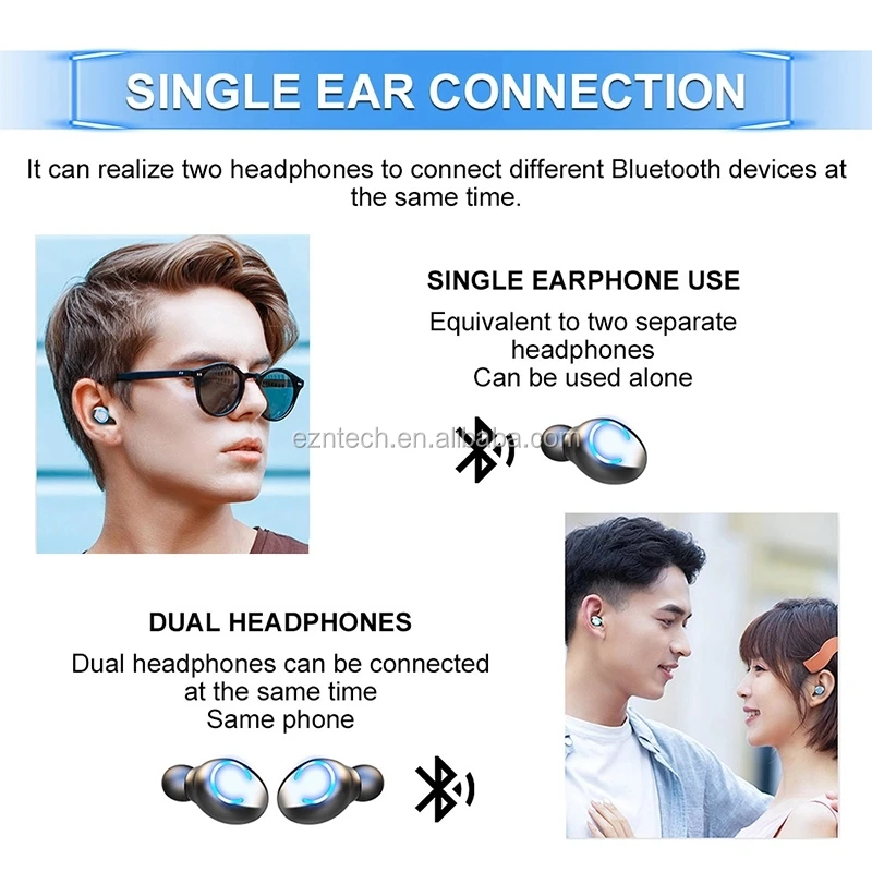 F9-6 TWS Earphone Mini Portable Column BT 5.0 Binaural Wireless Earbuds In Ear LED Power Display Headphone With Mic - ANKUX.COM
