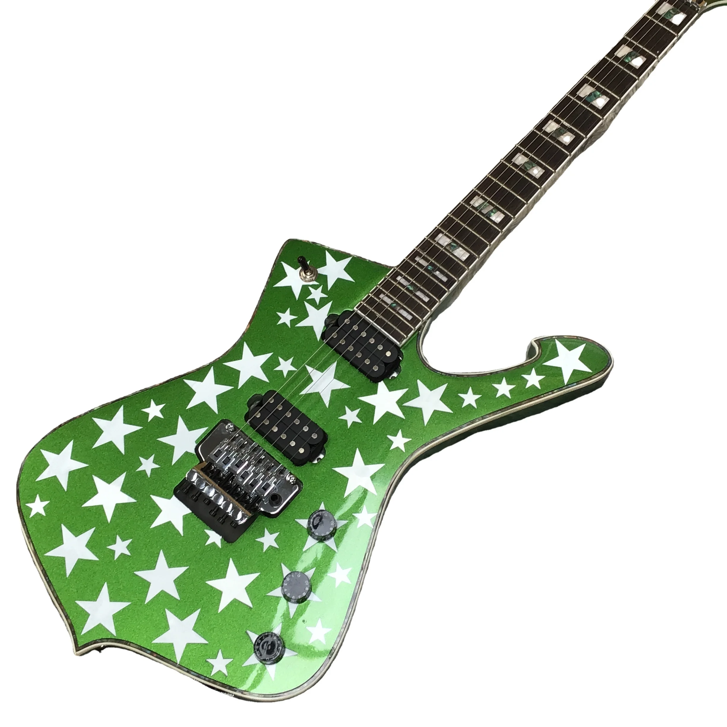 Green Iceman Star Body Electric Guitar with Maple Tremolo Bridge