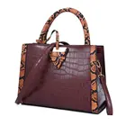 Multi color colorful snake skin print pu leather zipper tote shoulder bag purse and handbags for women