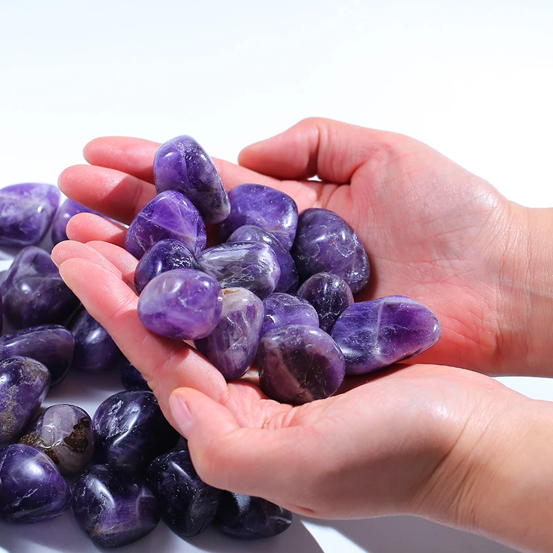 天然紫水晶水晶砂砾石英用于治疗散装翻滚的石头