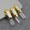 LS-D1292 Women Healing Crystal Jewelry Vogue Design Natural Crystal Quartz In Random Shape With Pearl Charm Gold Capped Pendant