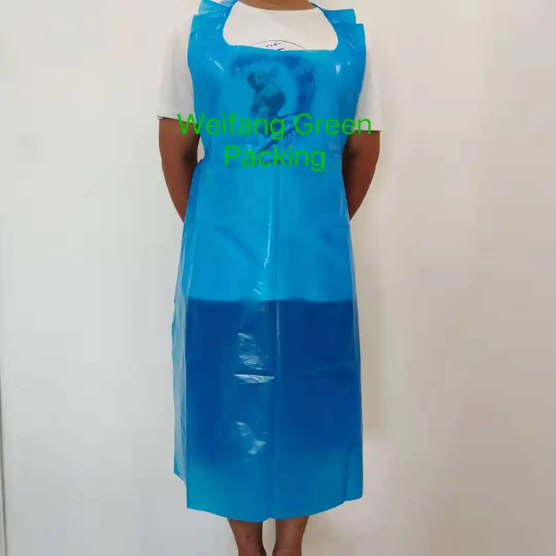 White /blue Plastic Pe Kitchen Apron Polyethylene Disposable Cpe Long