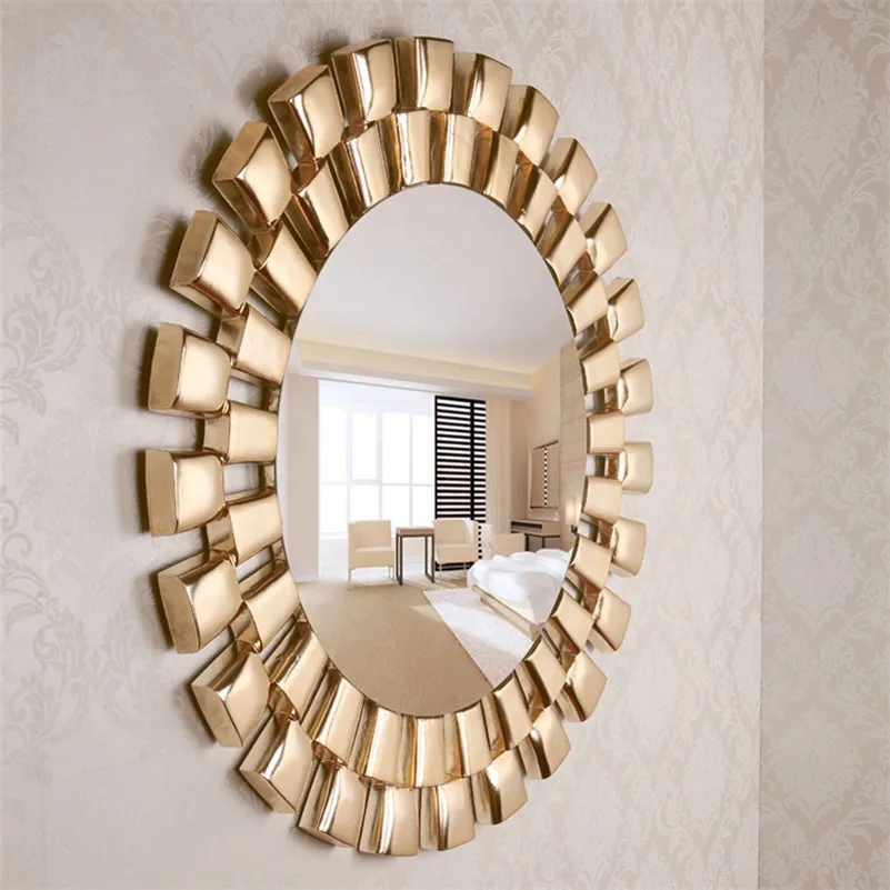 MOK decorative round polyurethane pu black art framed mirror hot sale wall mirror for home hotel decoration