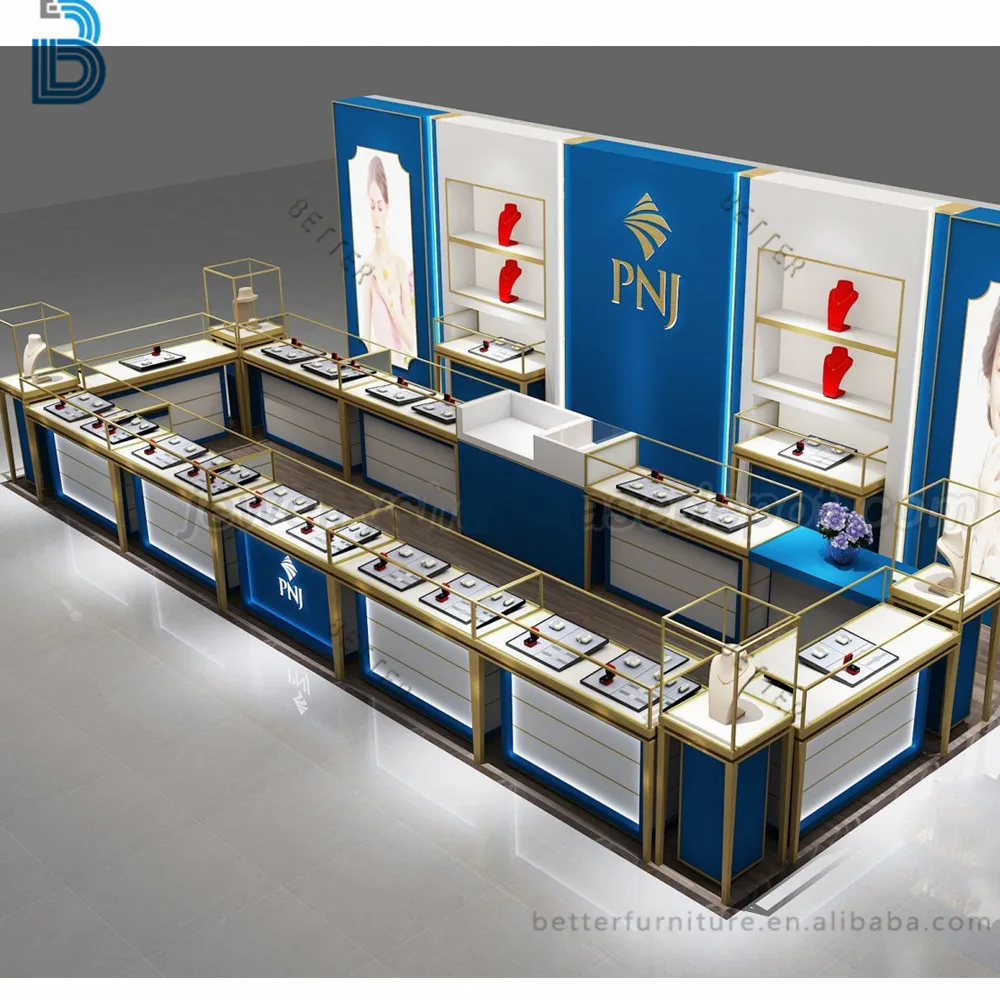 Customized Luxury Jewelry Kiosk Glass Jewelry Showcase Furniture Kiosks